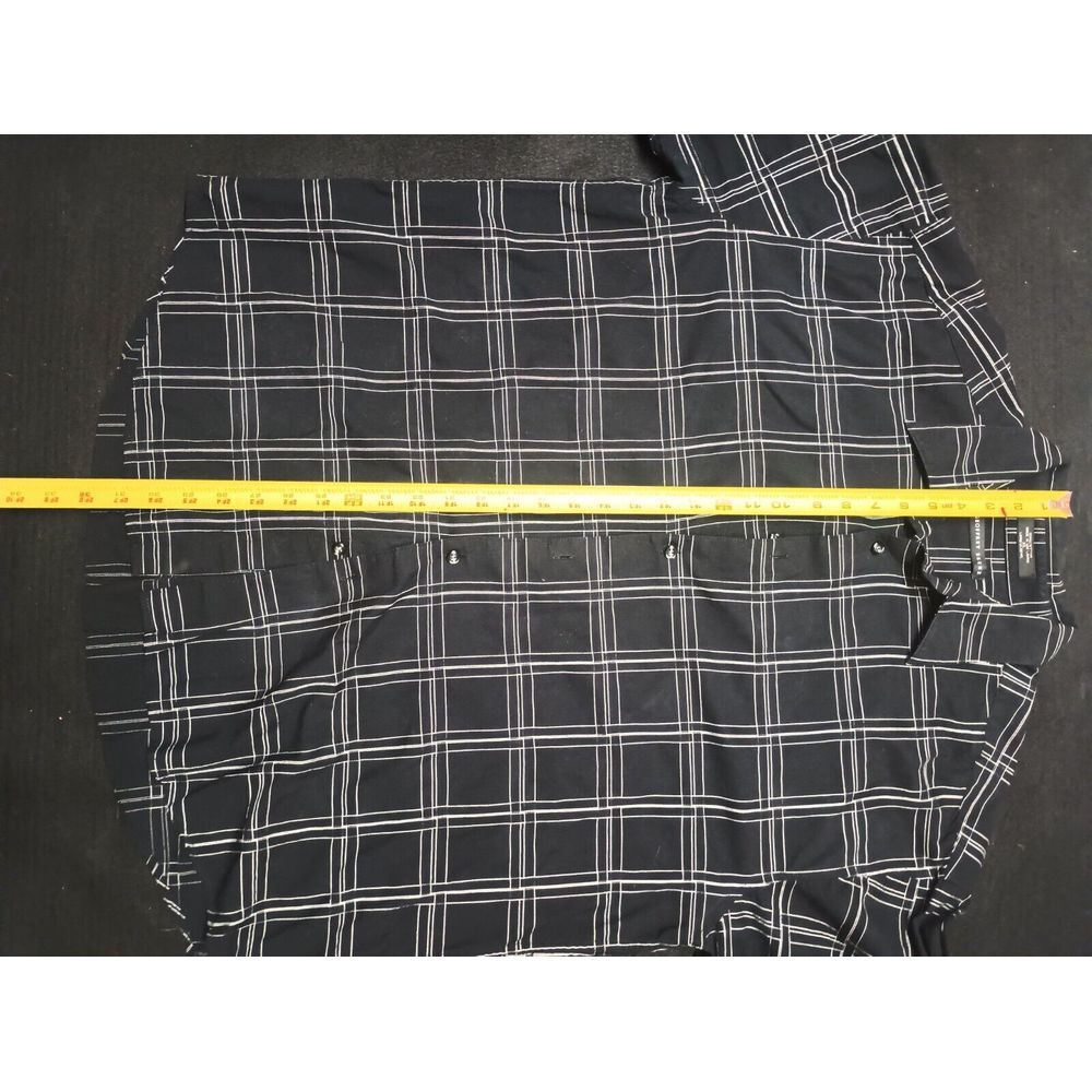 Geoffrey Beene Mens‎ L Button Up Black Plaid Long Sleeve Shirt A7004 - Picture 9 of 9